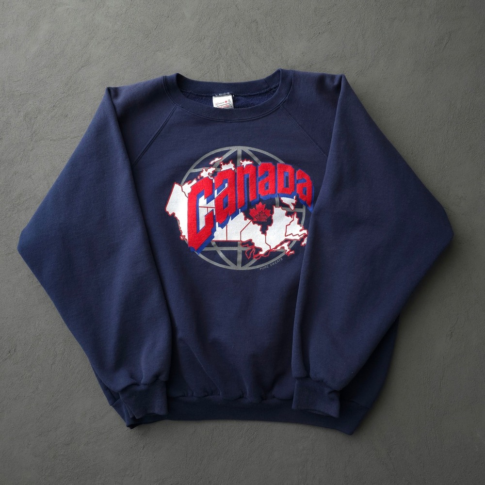Foot Locker Canada Sweatshirt Mens XL Navy Blue Graphic Raglan 90s Vintage